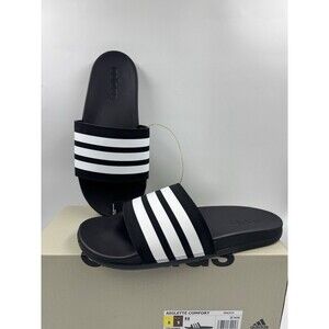 Adidas Adilette Comfort Slides Lightweight Unisex Sandals Black/White M8/W9